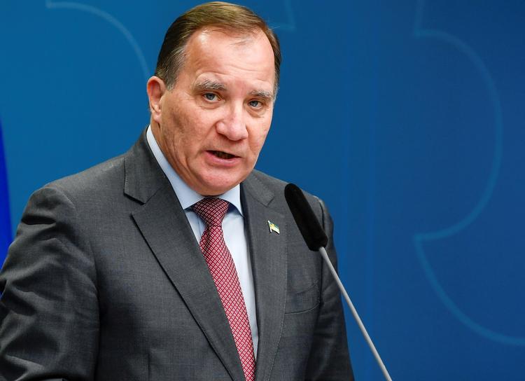 Statsminister Stefan Löfven fra pressemøde i Stockholm, hvor han kom med nye tiltag for at begrænse coronasmittens anden bølge.   Foto: Tt News Agency/Ritzau Scanpix