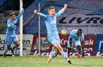 For anden kamp i træk scorede Alhaji Kamara (th.), der nu har lavet 4 mål i denne sæson for Randers FC.  Foto: Henning Bagger/Ritzau Scanpix