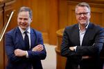 Finansminister Nicolai Wammen og skatteminister Morten Bødskov er i spidsen, når regeringen i eftermiddag sammen med repræsentanter for Venstre, Radikale, SF og Konservative præsenterer en ny, grøn skattereform.  Foto: Jens Dresling/POLFOTO