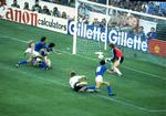 Her ses Paolo Rossi score i finalen i VM 1982. Foto: Reuters/Ritzau Scanpix