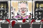 Foreningen Pixlart er brændt inde med en fotoudstilling om dronning Margrethe på grund af corona. Nu viser de den i stedet på plejehjem. Tegning Mette Dreyer