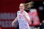  Kristina Jørgensen fik masser af spilletid og scorede fire mål efter pausen. Hun lavede dog også en håndfuld fejl, som skal sorteres væk inden kampen mod Rusland. Foto: Jens Dresling/POLFOTO