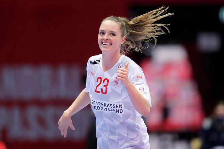 Kristina Jørgensen fik masser af spilletid og scorede fire mål efter pausen. Hun lavede dog også en håndfuld fejl, som skal sorteres væk inden kampen mod Rusland. Foto: Jens Dresling/POLFOTO