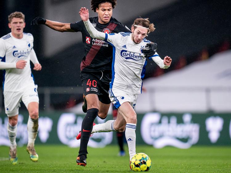 FC Københavns Rasmus Falk spillede en flot kamp i Parken, men det var ikke nok til at gå videre i pokalturneringen torsdag aften.  Foto: Liselotte Sabroe/Ritzau Scanpix