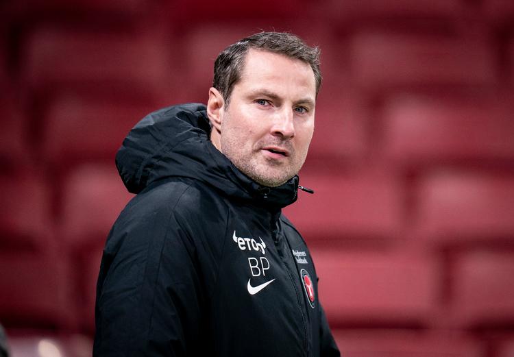 Brian Priske er imponeret over, hvordan hans spillere har håndteret balancegangen mellem Superliga og europæisk fodbold. Foto: Liselotte Sabroe/Ritzau Scanpix