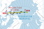 Den magnetiske sydpol, som blev opdaget i 1831 i det nordlige Canada, er taget på en gevaldig vandretur og har nu passeret den geografiske nordpol med kurs mod Sibirien med en hastighed på 50-60 kilometer om året. Et internationalt forskerhold med deltagelse fra DTU Space har nu gjort os klogere på, hvorfor det sker og hvad der er på spil inde i jordens kerne. Foto: Jens Mørch