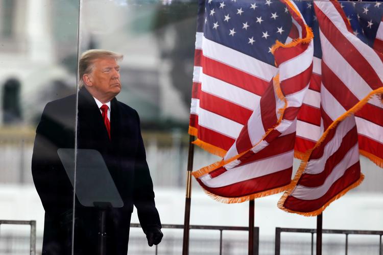 Donald Trump, da han talte til sine støtter i går, inden mange af dem brød ind i Kongressen. Foto: Jim Bourg/Ritzau Scanpix