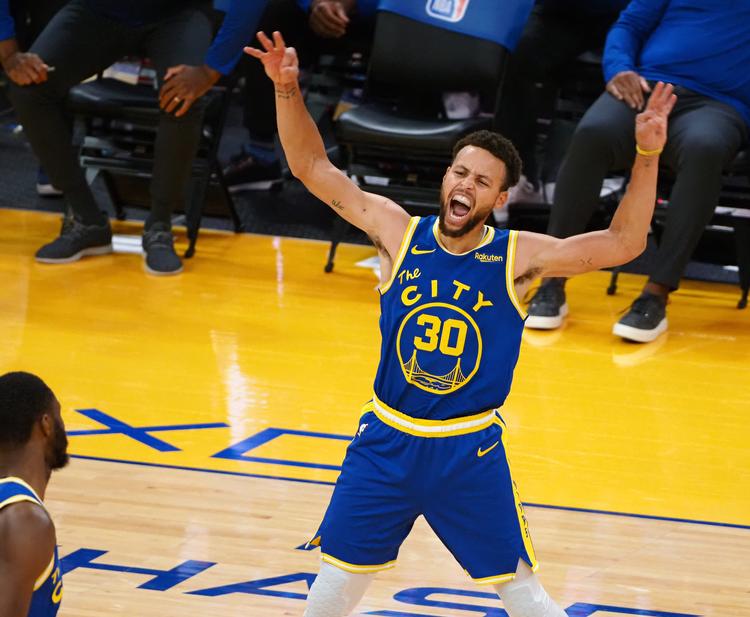 Golden State Warriors-stjernen Stephen Curry blev mod Los Angeles Clippers atter sit holds topscorer. Foto: Kelley L Cox/Ritzau Scanpix