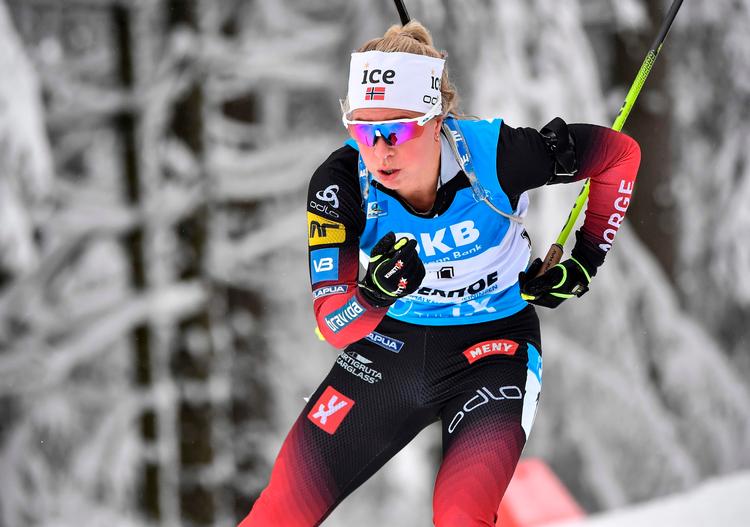 Med fem individuelle sejre, senest lørdag i Oberhof, har Tiril Eckhoff vundet mest i sæsonens World Cup.  Foto: Tobias Schwarz/Ritzau Scanpix