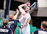 Nikolaj Læsø kom på banen i VM-opvarmningskampen mod Norge lørdag aften i Kolding, hvor han scorede en enkelt gang.  Foto: Henning Bagger/Ritzau Scanpix