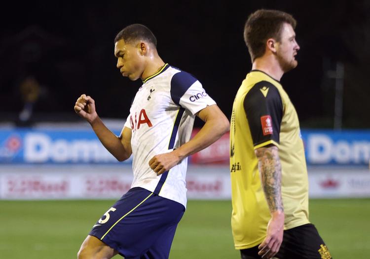 Brasilianske Carlos Vinicius, der er lejet i Benfica, leverede søndag et hattrick for Tottenham i FA Cup. Foto: Clive Brunskill/Ritzau Scanpix
