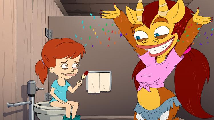 Hormonmonsteret Connie møder drengene Nick og Andrew i serien 'Big Mouth', hvor pinlighederne står i kø, men på en solidarisk måde, fordi serieskaberne kan huske, hvordan det var at være teenager . Foto: Netflix/Courtesy of Netflix