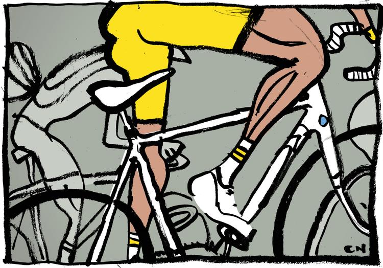     SPORT Cykling cykelrytter tour de france Flandern rundt cykelsport Træning Cykelløb Sladder Rygter Bagtale    Arkivtegning Claus Nørregaard