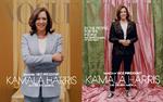 Billedet til venstre af Kamala Harris i det mere formelle Michael Kors-sæt bruger Vogue som forside i den digitale udgave, mens det udskældte billede af den kommende vicepræsident i Converse-sko er på forsiden af magasinets trykte udgave. Foto: Tyler Mitchell/Ritzau Scanpix