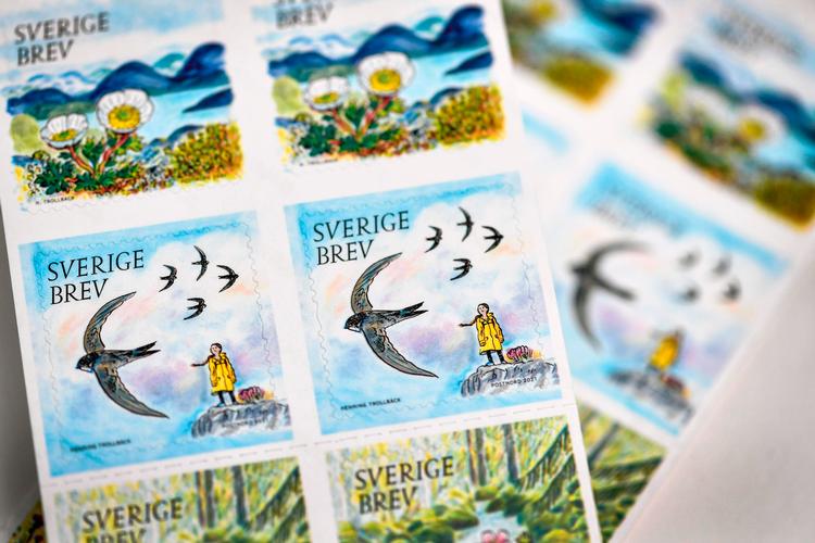 Designeren Henning Trollbäck står bag det nye frimærke med klimaaktivisten Greta Thunberg. Foto: Anders Wiklund/Ritzau Scanpix