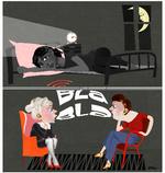 Selv svage lyde kan drive folk til vanvid i deres egen bolig, hvis der er lydt i bygningen. Illustration: Rikke Bisgaard. Foto: Rikke Bisgaard