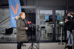 Inger Støjberg møder pressen efter at have forladt posten som Venstres næstformand på et ekstraordinært landsmøde i Roskilde.   Foto: Marius Renner/POLFOTO