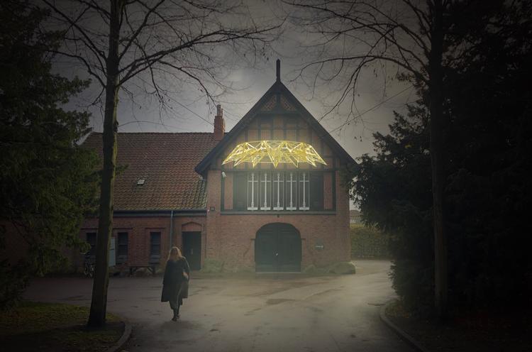 Det nye lysværk foran Østre Kapel kan også opleves under Copenhagen Light Festival. Foto: PR