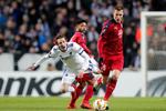I 2018 spillede Lukas Lerager (th.) mod FC København og Rasmus Falk i en Europa League-kamp for Bordeaux. Foto: Jens Dresling/POLFOTO