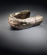 Åget i sten fra Veracruz i det nuværende Mexico er sat til salg på Christie's i dag, men forlangt tilbage af Mexico som kulturarv. Figuren, der er omkring 40 cm i længden, er fra år 450-650 evt. og blev solgt for 75.000 euro eller over en halv million danske kroner. Foto: ©christie’s Images Ltd, 2021