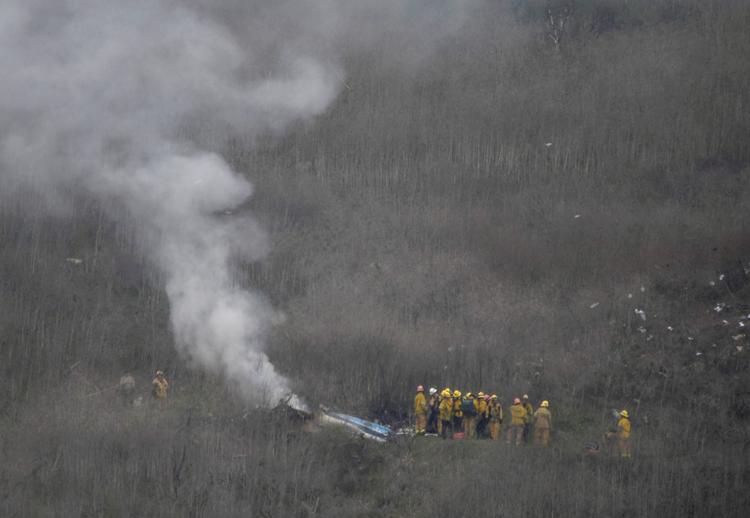 Helikopteren smadrede ind i bjergsiden i Calabasas, Californien 26. januar 2020. 7 personer mistede livet, herunder Kobe Bryant og hans datter, Gianna.  Foto: Gene Blevins/Ritzau Scanpix