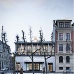 I 2022 kommer Betty Nansen Teatrets facade til at se sådan her ud. Visualisering Praksis Arkitekter 