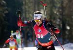 Sturla Holm Lægreid var onsdag bedst på 20 km ved VM i skiskydning. Sølv og bronze gik til hhv. tyske Arnd Pfeiffer og Lægreids landsmand Johannes Dale. Foto: Borut Zivulovic/Ritzau Scanpix
