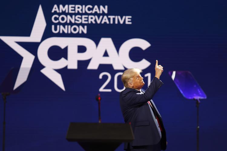 Søndag vendte Donald Trump for første gang tilbage i rampelyset ved den store konservative konference Conservative Political Action Conference (CPAC).   Foto: Joe Skipper/Ritzau Scanpix