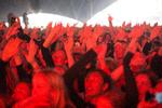 Sådan så det ud, da Scarlet Pleasure gav koncert på Roskilde Festival i 2019. Festivalen aflyste i 2020, men planlægger fortsat at invitere over 100.000 gæster til Dyrskuepladsen ved Roskilde til sommer.   Foto: Thomas Borberg/POLFOTO