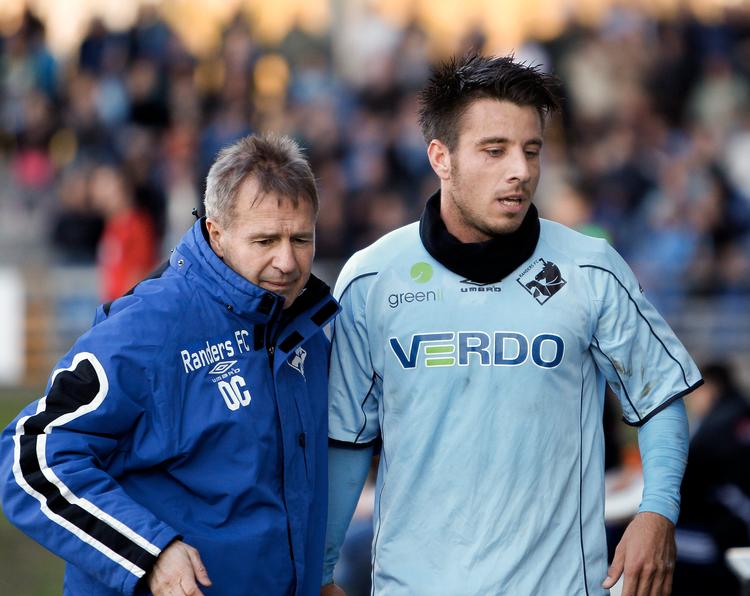 Cheftræner Ove Christensen og den offensive profil Mikkel Beckmann var to af de vigtigste figurer, da Randers i 2010 reddede sig.  Foto: Ernst van Norde/Ritzau Scanpix