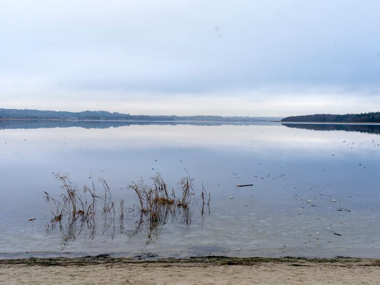 Hvor Gudenåen snoede sig for lidt over 100 år siden, ligger i dag Tange Sø,  skabt af en vandkraftsdæmning, der fungerer som en prop i Gudenå-systemet.  Foto: Jesper Houborg/POLFOTO