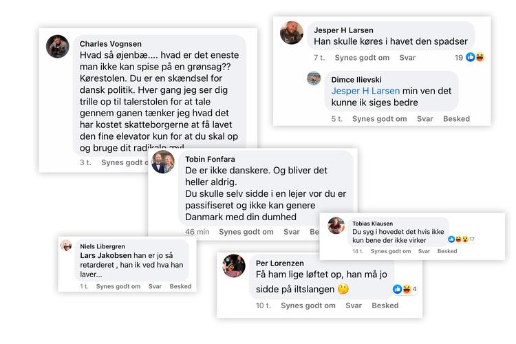 De radikales retsordfører, Kristian Hegaard, fortæller, at han på ugentlig basis oplever hadefulde beskeder rettet mod hans handikap.  