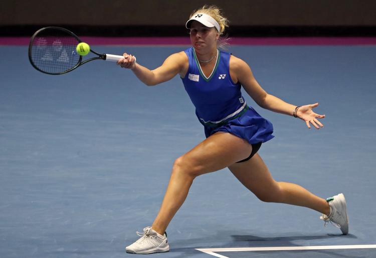 Clara Tauson arbejdede igen mod Daria Kasatkina hårdt med sin tunge forhånd, men denne gang kom der også en stribe fejl fra det stærke våben.  Foto: Tass/Ritzau Scanpix