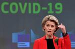EU-Kommissionens formand, Ursula von der Leyen, truer onsdag med, at EU kan indføre et eksportforbud mod covid-19-vacciner til lande, der ikke lever op til principperne om ’gensidighed’. Foto: Pool/Ritzau Scanpix