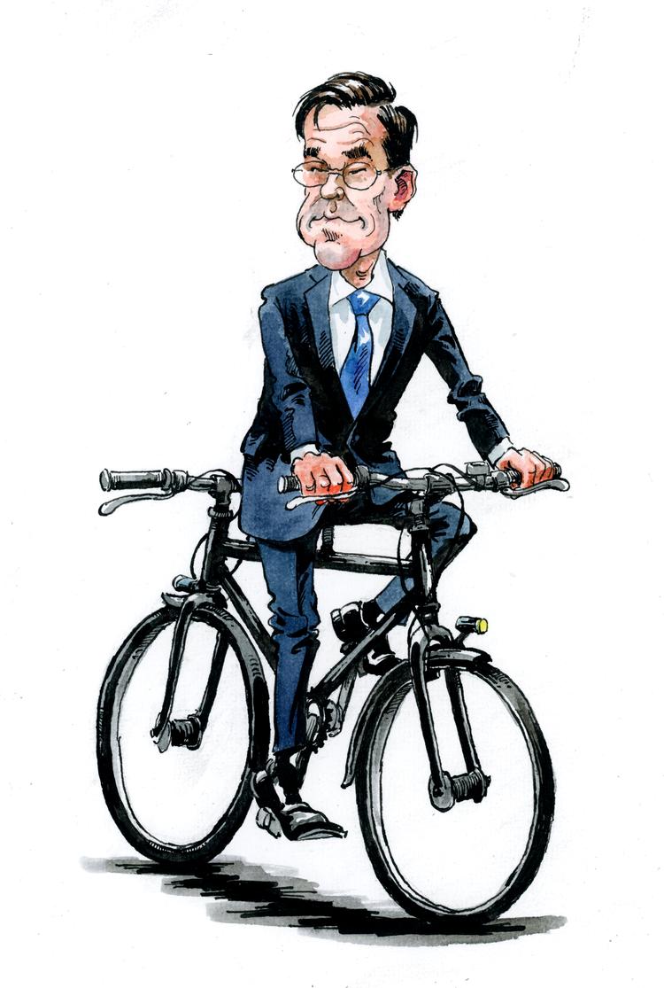 Hollands Mark Rutte kan køre til flere sider. Tegning: Roald Als Foto: Roald Als/POLITIKEN