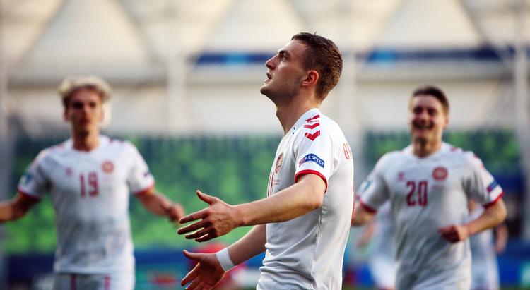 Jacob Bruun Larsen har imponeret for Danmark ved U21-EM's gruppespil og scorede onsdag aften i 3-0-sejren over Rusland. Foto: Ferenc Isza/Ritzau Scanpix