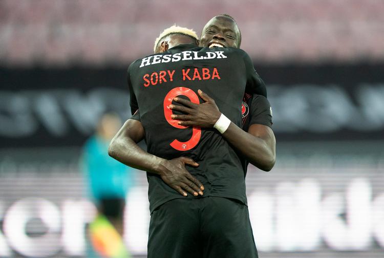 Efter en vanskelig periode kom FC Midtjylland tilbage på sporet i den sidste kamp før landsholdspausen, da holdet vandt 5-0 over Vejle - blandt andet på to mål af Sory Kaba.  Foto: Claus Fisker/Ritzau Scanpix