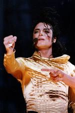 Michael Jackson  i den forgyldte  storhedstid på Gentofte Stadion i 1992. Kongen af Pop besøgte Danmark flere gange og fejrede blandt andet sin 37-års fødselsdag ved en koncert i Parken. Foto: Lars Krabbe/POLFOTO