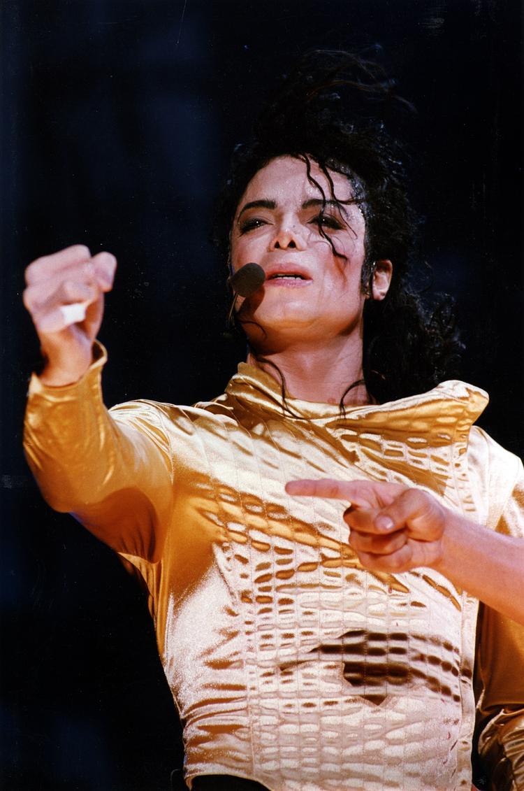 Michael Jackson  i den forgyldte  storhedstid på Gentofte Stadion i 1992. Kongen af Pop besøgte Danmark flere gange og fejrede blandt andet sin 37-års fødselsdag ved en koncert i Parken. Foto: Lars Krabbe/POLFOTO