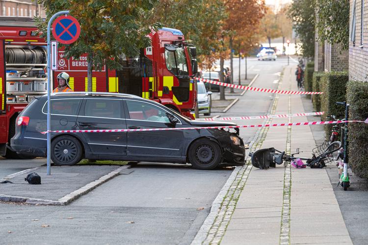 Den efterladte Passat efter dødsulykken, der rystede København. Foto: Kenneth Meyer