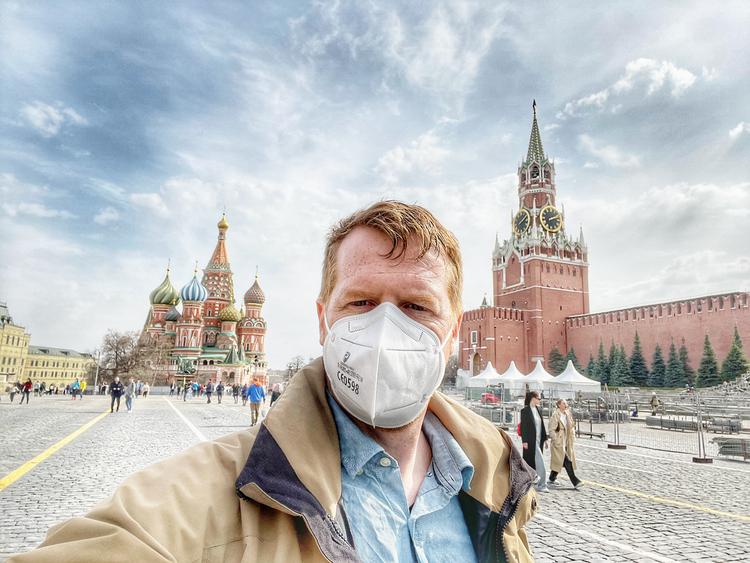 38-årige Enno Lenze fra Berlin var en af de første turister, der blev vaccineret i Moskva. Han har været meget bange for at få corona, og er glad for at have sprunget ventetiden på vaccine over i Tyskland.  Foto: Enno Lenze