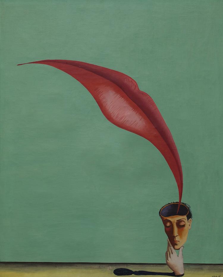 I Bjerke Petersens maleri 'Mindets magt' fra 1935 (privateje) mærker man en indflydelse fra Salvador Dalí.. Foto: Ole Haupt