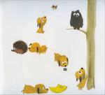 Den lille, nuttede hundehvalp Donna begiver sig ud i verden for at finde venner, der vil putte med hende. Til slut kommer hun til en søskendeflok, der får lov at beholde hende. Illustration: Charlotte Pardi Illustration Charlotte Pardi