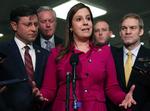 Elise Stefanik repræsenterer et distrikt i delstaten New York i Repræsentanternes Hus. Nu stiller hun op til posten som den tredje højest rangerede republikaner i Repræsentanternes Hus.  Foto: Mark Wilson/Ritzau Scanpix