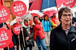 Sygeplejersker demonstrerede forleden for at få mere i løn. I forgrunden ses formand for Dansk Sygeplejeråd, Grete Christensen. Arkivfoto Philip Davali/Ritzau Scanpix