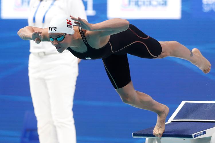 I 50 meter fri var Pernille Blume den hurtigste i EM-semifinalen, men kræfterne rakte ikke helt til som så mange gange tidligere at toppræstere på den dobbelte distance i holdkappen. Foto: Petr David Josek/Ritzau Scanpix