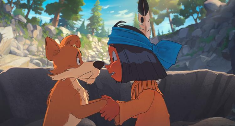 Drengen Yakari kan tale med alle dyr, bl.a. hunden Hængeøre og mustangen Lille Torden. Pr-foto 