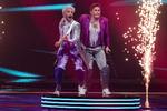Fyr Og Flamme spillede som de sidste i torsdagens semifinale. Flere optrædener bliver det dog ikke til ved Eurovision, for Laurits Emanuel og Jesper Groth gik ikke videre til lørdagens finale. Foto: Kenzo Tribouillard/Ritzau Scanpix