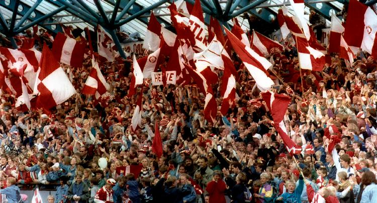 Da Silkeborg i 1994 vandt klubbens eneste danske mesterskab var det med en sejr på sidste spilledag, der bragte dem forbi FC København. Foto: Viggo Landau/Ritzau Scanpix