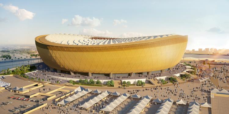 Lusail Stadion i Qatar bliver hjemsted for vm-finalen i fodbold i 2022. Her ses et computerskabt billede af, hvordan det færdige stadion skal se ud.  Foto: Handout/Ritzau Scanpix